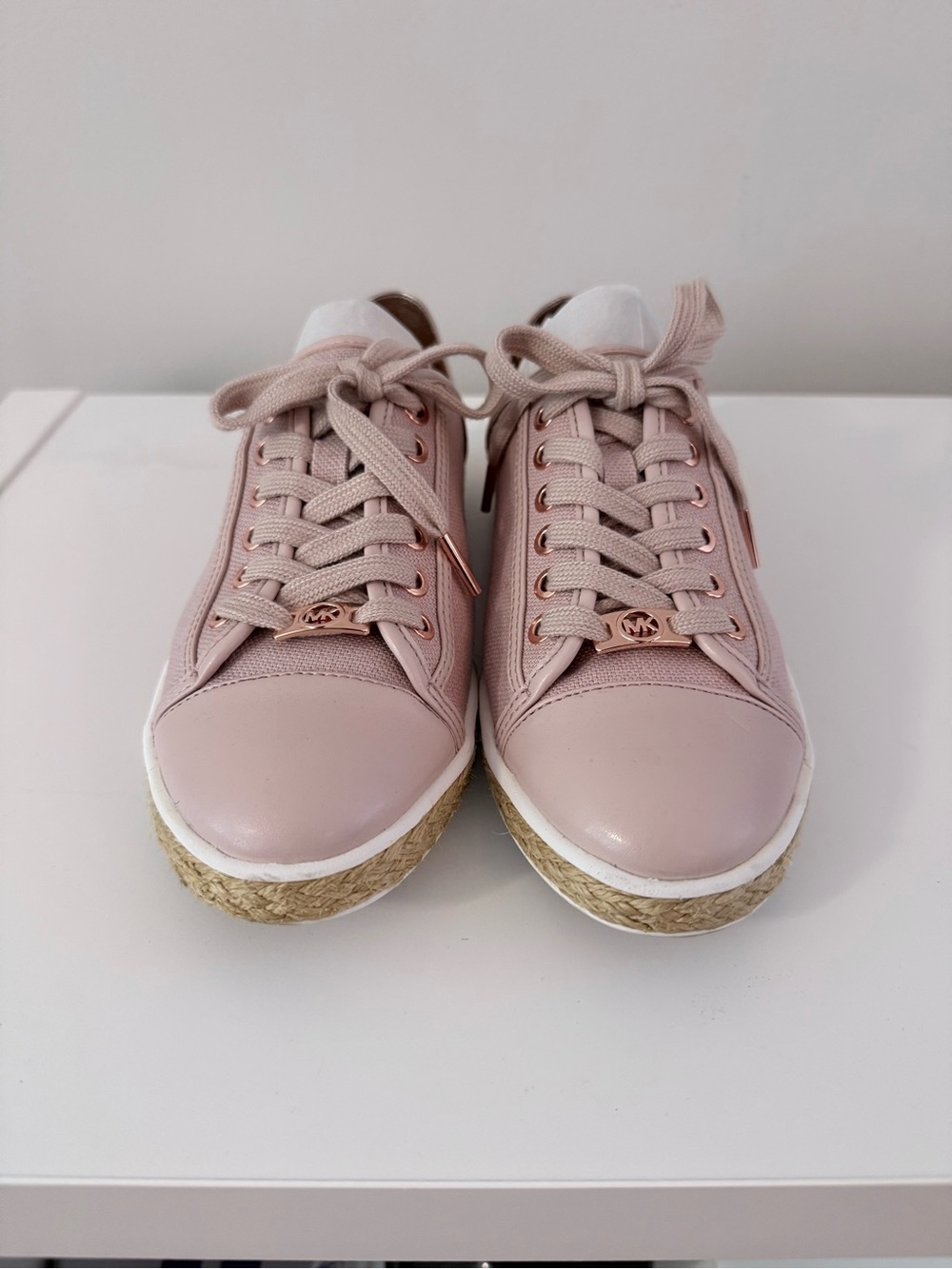 Michael Kors Blush Lace-Up Platform Sneakers with Espadrille Trim